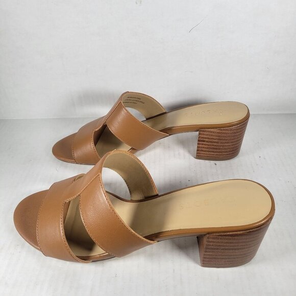 Talbots Women Tilly Nappa Work Casual Tan Leather Block Heel Sandals Size 9M - Picture 4 of 6